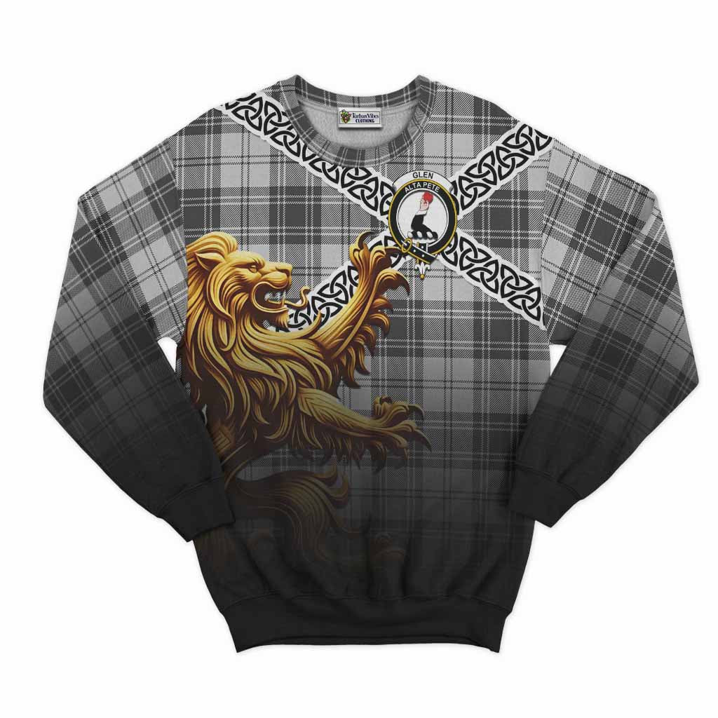 Glen Crest Tartan Sweatshirt with Golden Lion Emblem Celtic Style Unisex - Tartan Vibes Clothing