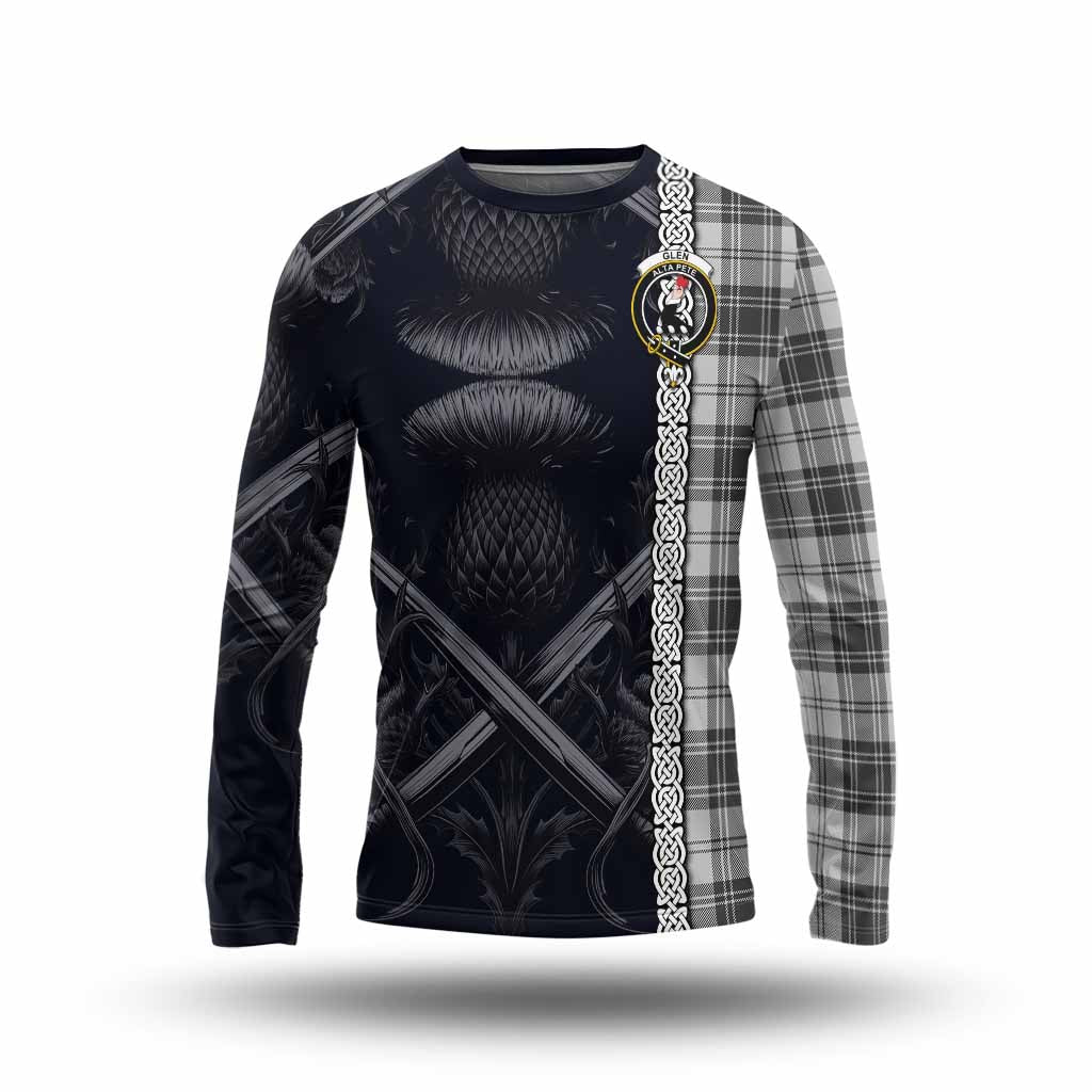 Tartan Vibes Clothing Glen Tartan Long Sleeve T-Shirt with Family Crest Cross Sword Thistle Celtic Vibes