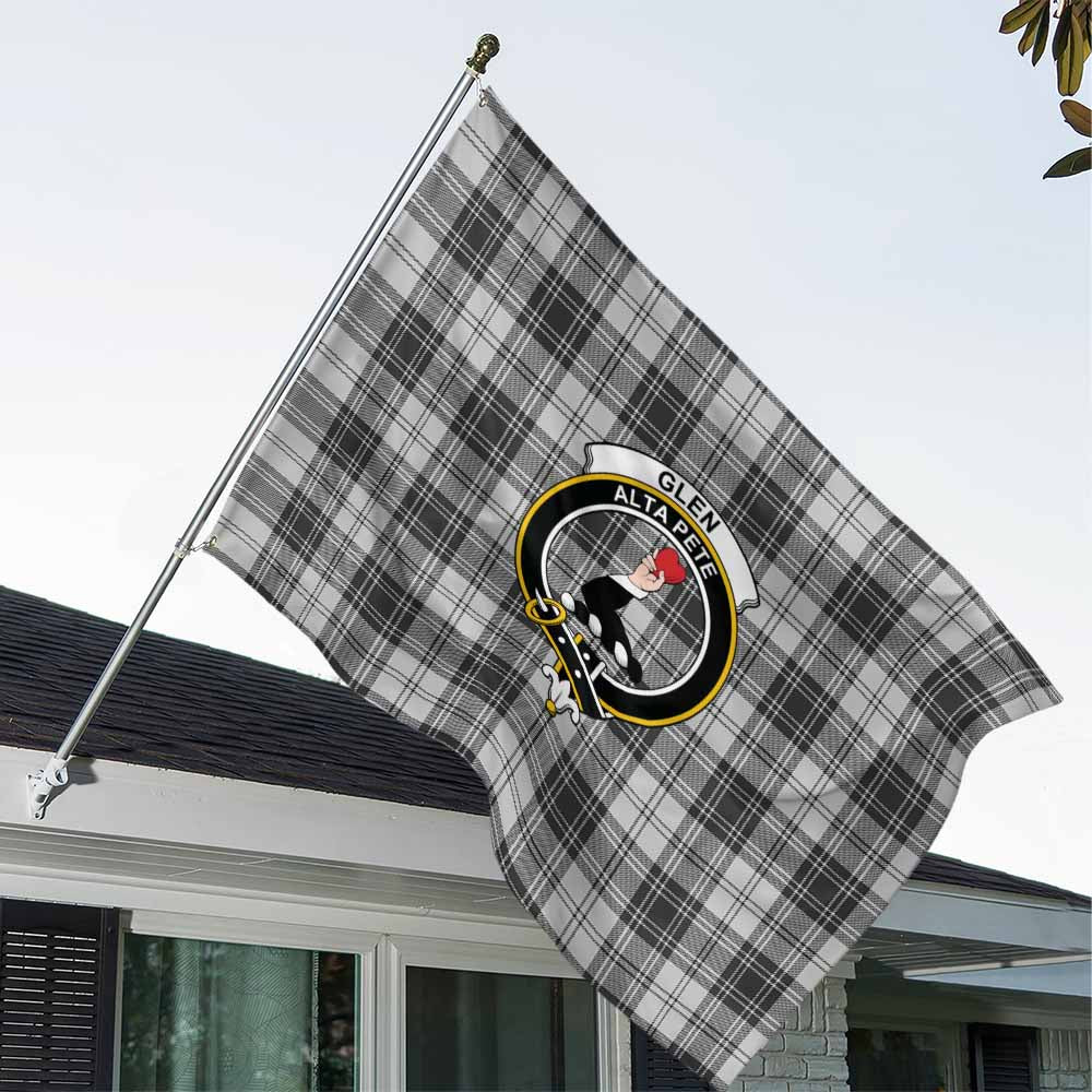 Tartan Vibes Clothing Glen Tartan House Flag with Family Crest