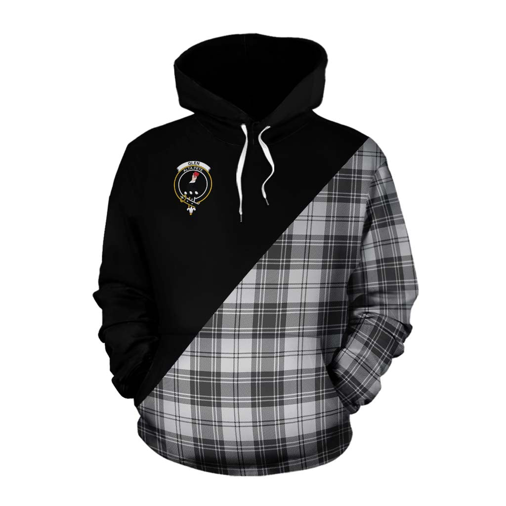 Tartan Vibes Clothing Glen Tartan Cotton Hoodie with Family Crest and Military Logo Style