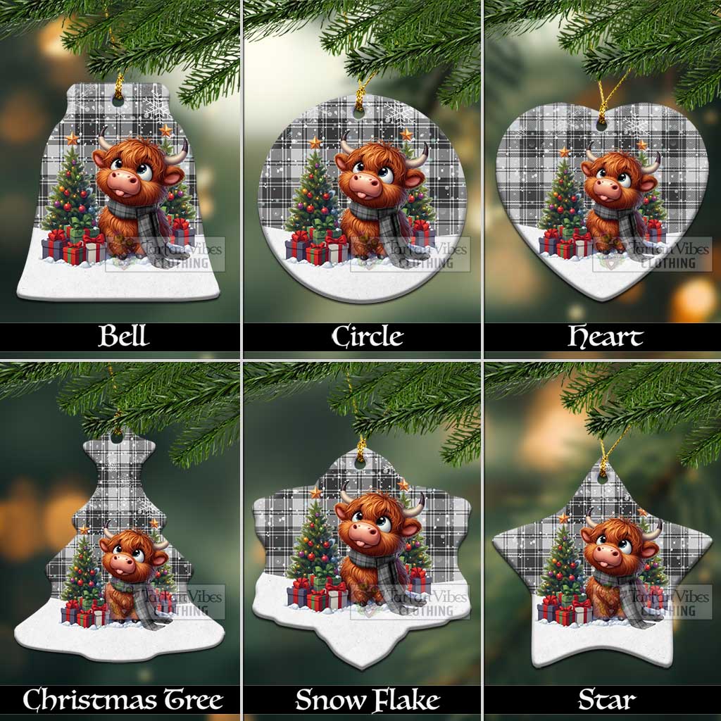 Tartan Vibes Clothing Glen Tartan Christmas Ceramic Ornament with Adorable Highland Coo