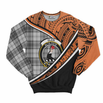 Glen Crest Tartan Sweatshirt with Polynesian Vibes Style - Orange Version