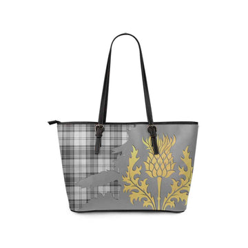 Glen Tartan Leather Tote Bag Gold Thistle Style - Tartan Vibes Clothing