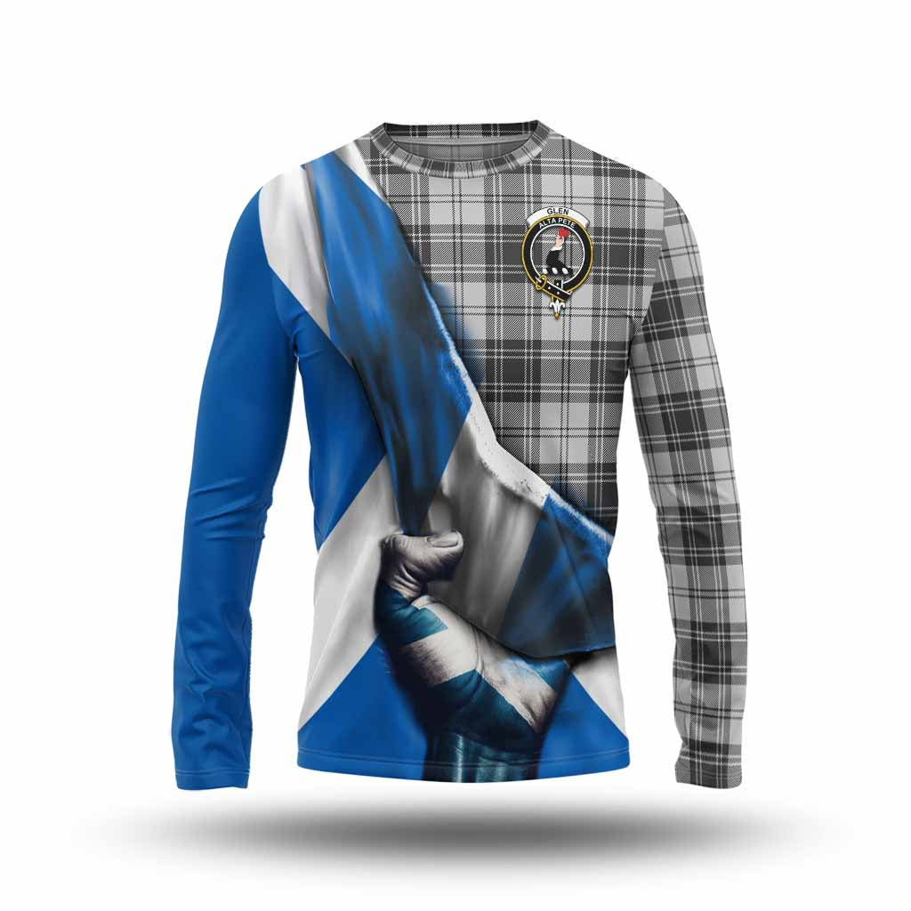 Tartan Vibes Clothing Glen Tartan Long Sleeve T-Shirt with Family Crest Scotland Patriotic Style