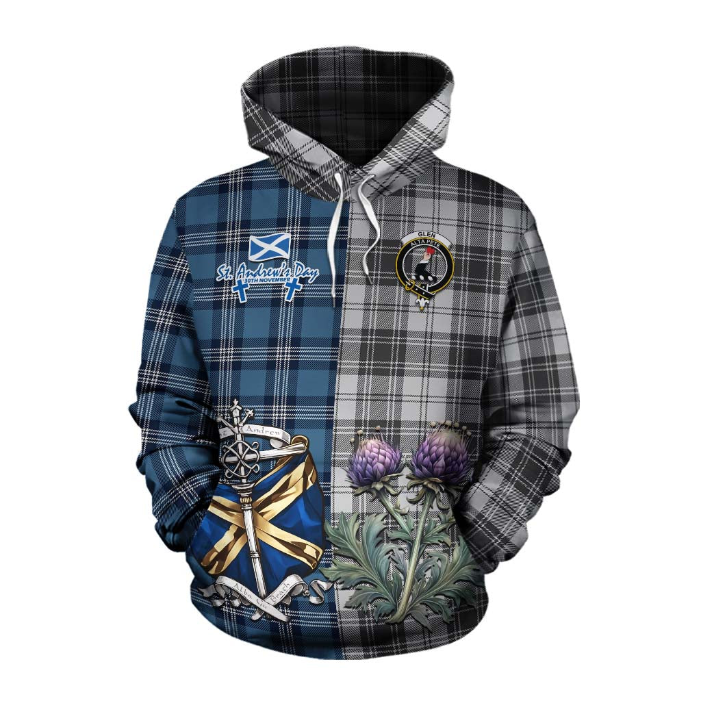 Tartan Vibes Clothing Glen Tartan Cotton Hoodie Happy St. Andrew's Day Half Tartan Style