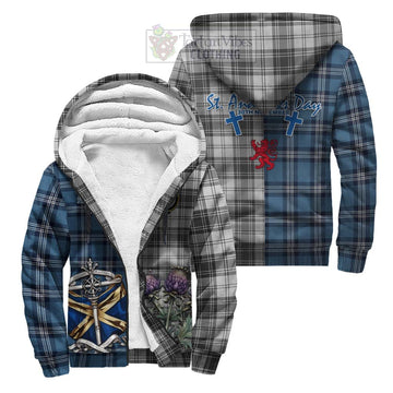 Glen Tartan Sherpa Hoodie Happy St. Andrew's Day Half Tartan Style