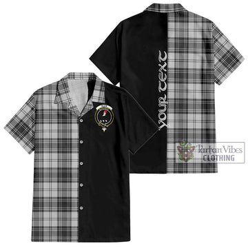 Glen Tartan Short Sleeve Button Shirt with Family Crest and Half Of Me Style