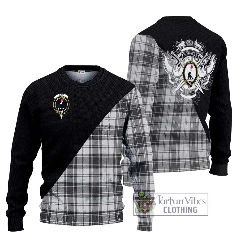 Glen Tartan Knitted Sweater with Family Crest and Military Logo Style Unisex - Tartanvibesclothing Shop