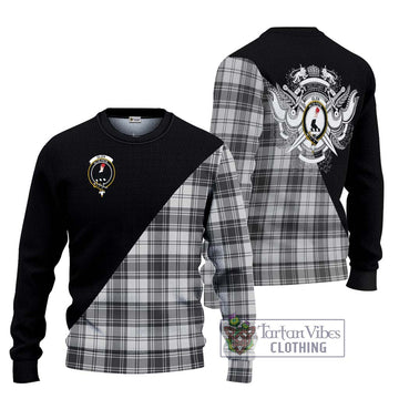 Glen Tartan Knitted Sweater with Family Crest and Military Logo Style