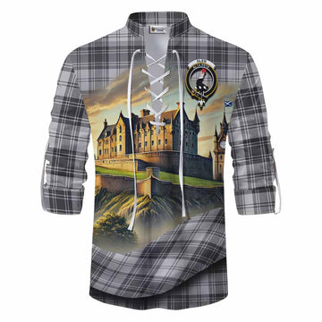 Glen Tartan Family Crest Ghillie Kilt Shirt with Scottish Ancient Castle Style Men - Tartan Vibes Clothing