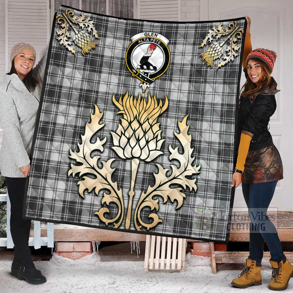 Tartan Vibes Clothing Glen Tartan Quilt with Family Crest and Golden Thistle Style