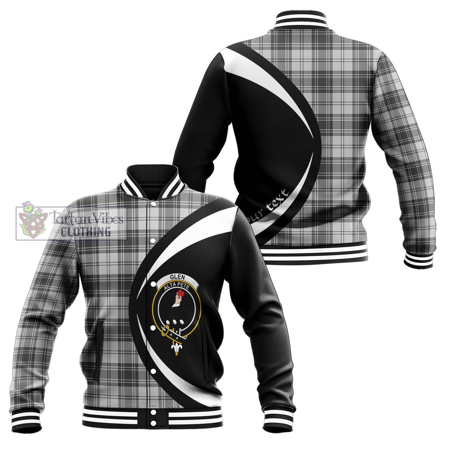 Tartan Vibes Clothing Glen Tartan Baseball Jacket with Family Crest Circle Style