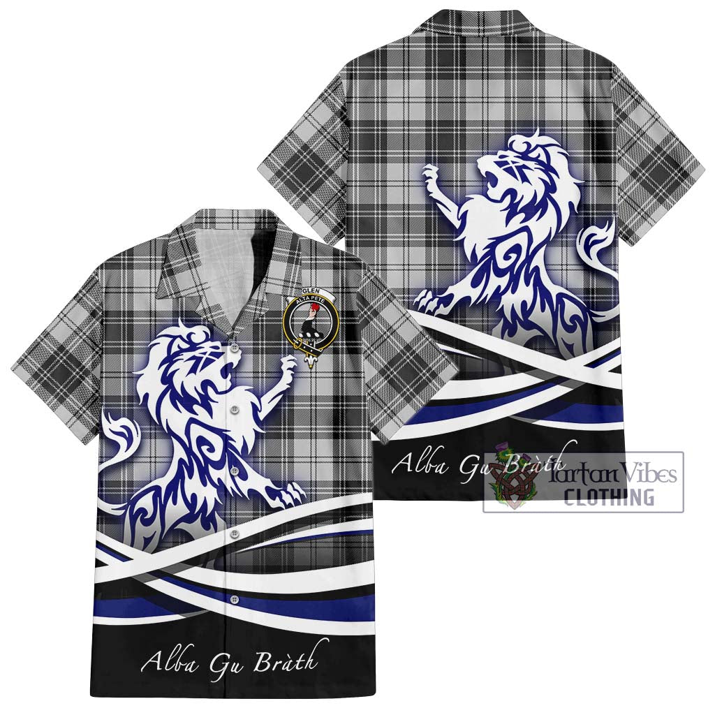 Tartan Vibes Clothing Glen Tartan Short Sleeve Button Shirt with Alba Gu Brath Regal Lion Emblem