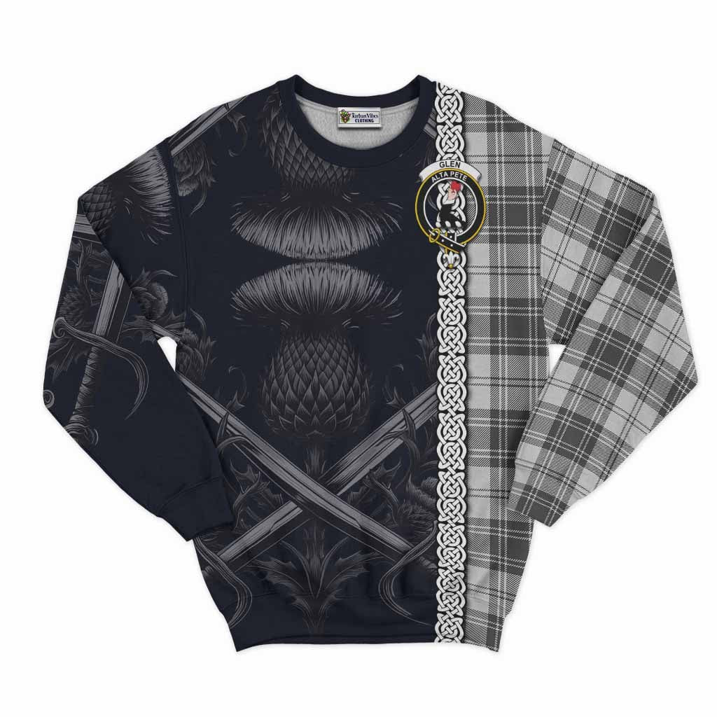 Tartan Vibes Clothing Glen Tartan Sweatshirt with Family Crest Cross Sword Thistle Celtic Vibes