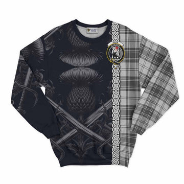 Glen Tartan Sweatshirt with Family Crest Cross Sword Thistle Celtic Vibes