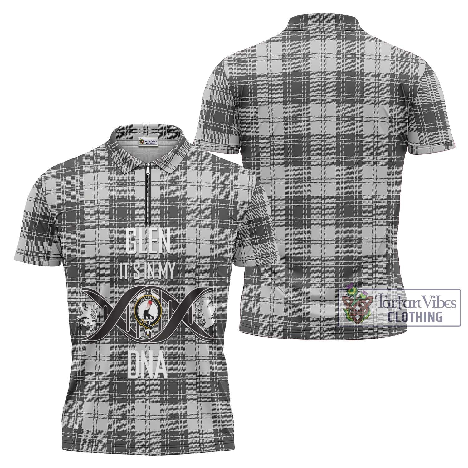 Tartan Vibes Clothing Glen Tartan Zipper Polo Shirt with Family Crest DNA In Me Style