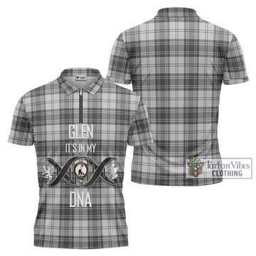 Glen Tartan Zipper Polo Shirt with Family Crest DNA In Me Style