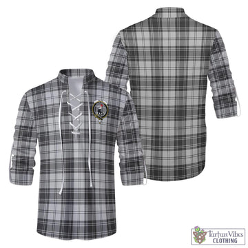 Glen Tartan Men's Scottish Traditional Jacobite Ghillie Kilt Shirt with Family Crest