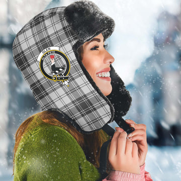 Glen Tartan Winter Trapper Hat with Family Crest