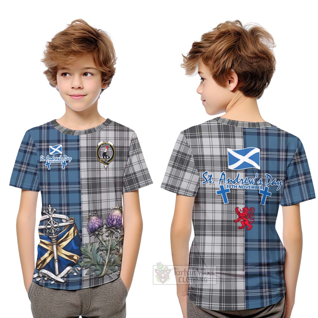 Tartan Vibes Clothing Glen Tartan Kid T-Shirt Happy St. Andrew's Day Half Tartan Style