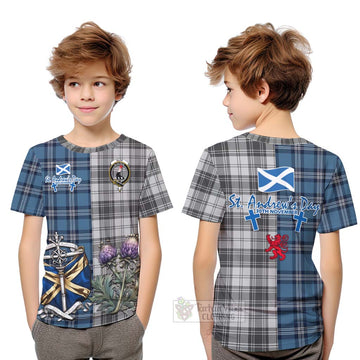 Glen Tartan Kid T-Shirt Happy St. Andrew's Day Half Tartan Style