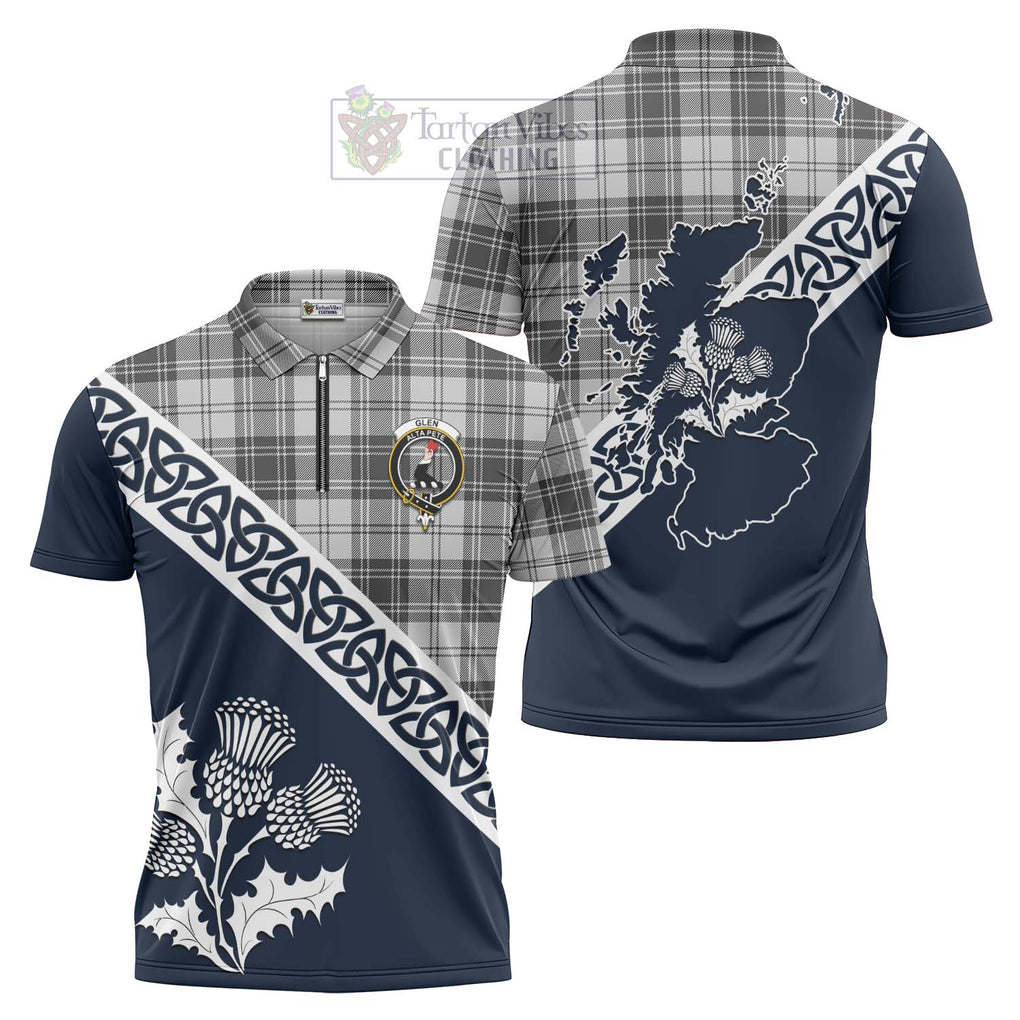 Tartan Vibes Clothing Glen Tartan Zipper Polo Shirt Featuring Thistle and Scotland Map