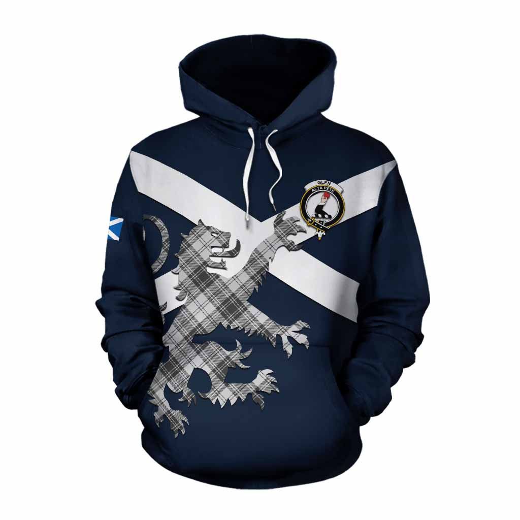 Tartan Vibes Clothing Glen Tartan Lion Rampant Cotton Hoodie Proudly Display Your Heritage with Alba Gu Brath and Clan Name