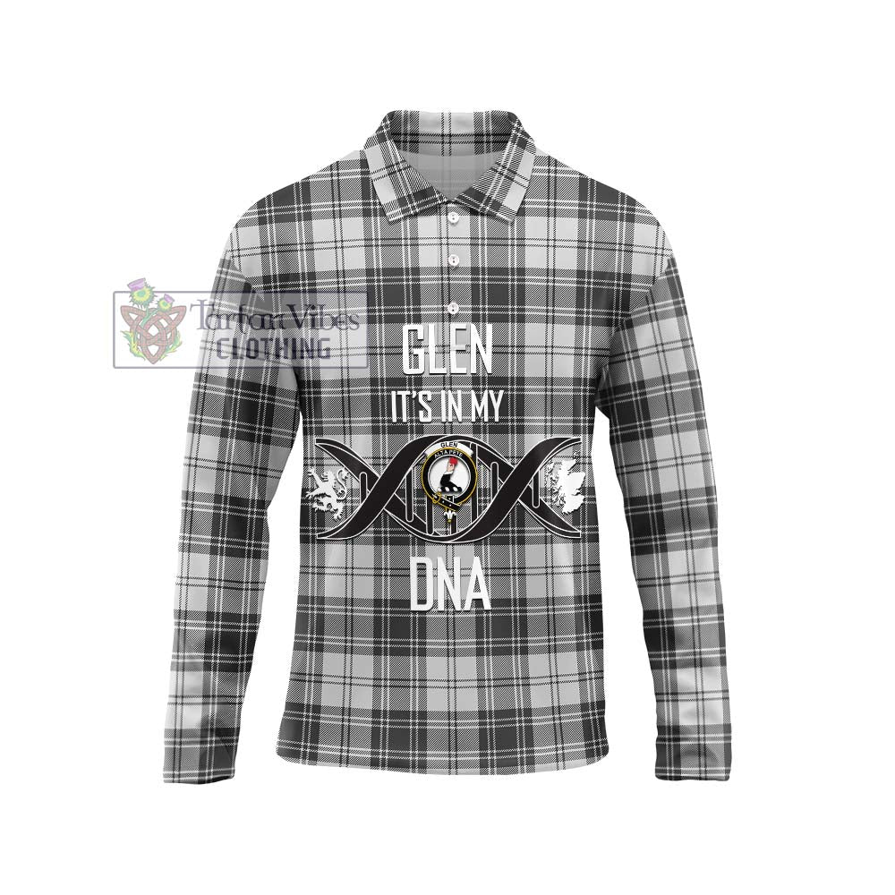 Tartan Vibes Clothing Glen Tartan Long Sleeve Polo Shirt with Family Crest DNA In Me Style