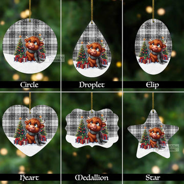 Glen Tartan Christmas Aluminium Ornament with Adorable Highland Coo