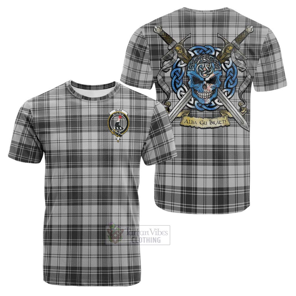 Tartan Vibes Clothing Glen Tartan Cotton T-shirt with Family Crest Celtic Skull Style