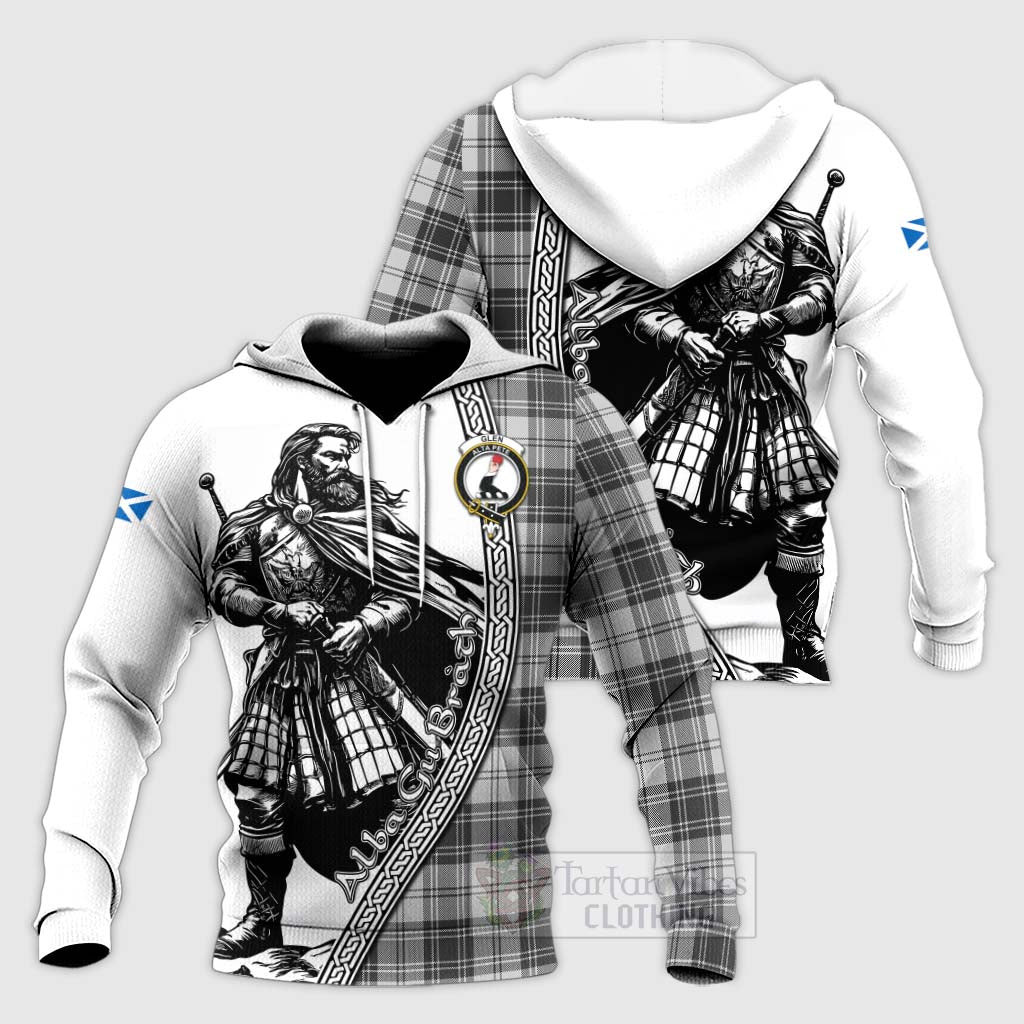 Tartan Vibes Clothing Glen Tartan Clan Crest Knitted Hoodie with Highlander Warrior Celtic Style