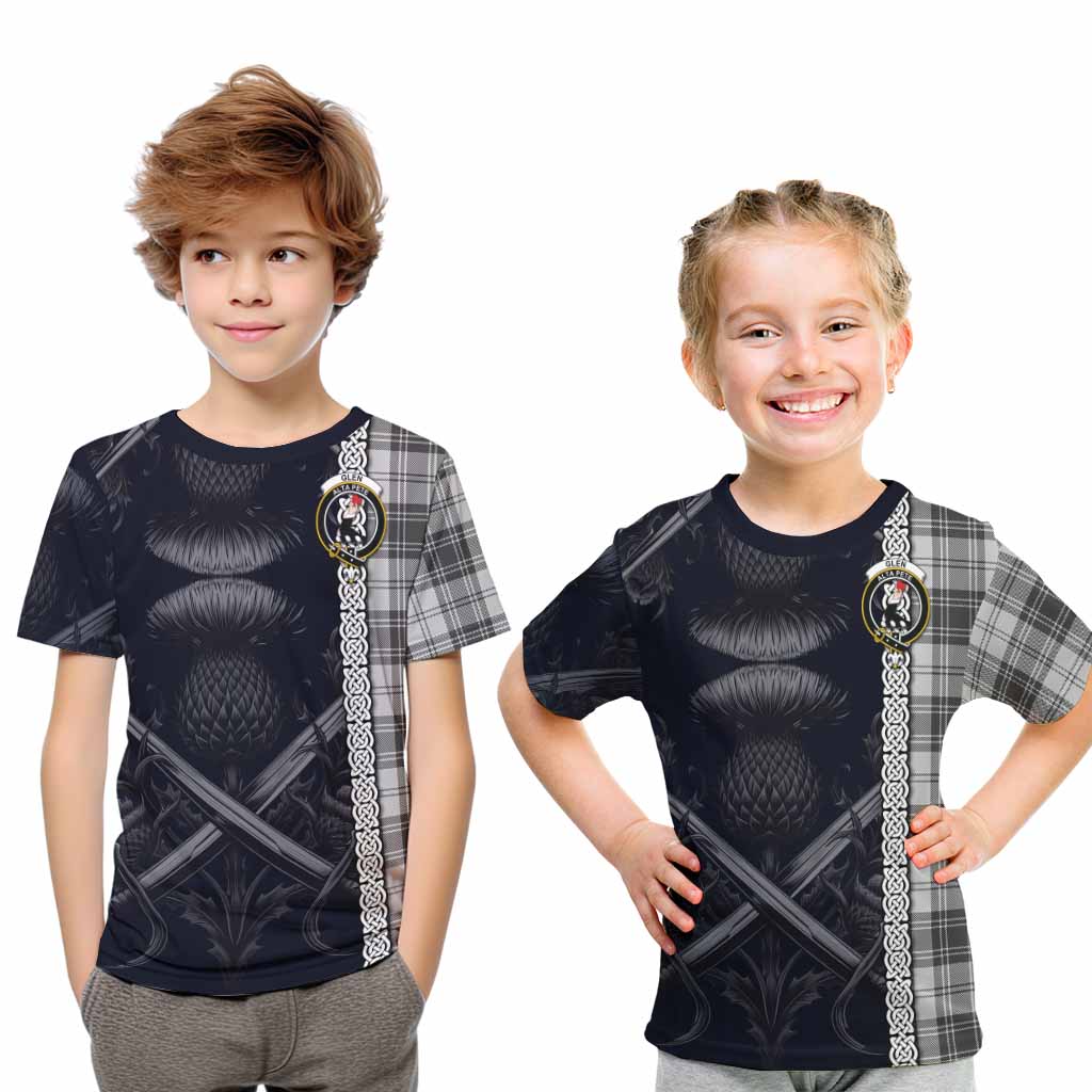 Tartan Vibes Clothing Glen Tartan Kid T-Shirt with Family Crest Cross Sword Thistle Celtic Vibes