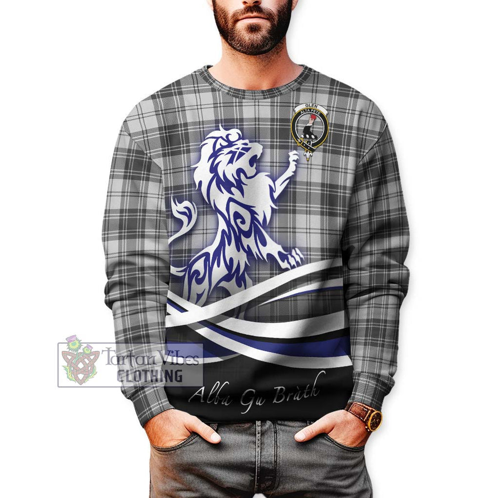 Glen Tartan Sweatshirt with Alba Gu Brath Regal Lion Emblem Unisex - Tartanvibesclothing Shop