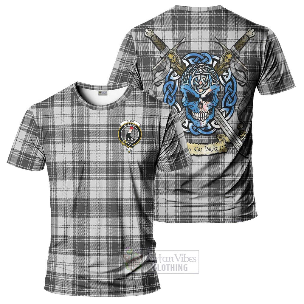 Tartan Vibes Clothing Glen Tartan T-Shirt with Family Crest Celtic Skull Style