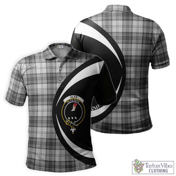 Glen Tartan Men's Polo Shirt with Family Crest Circle Style