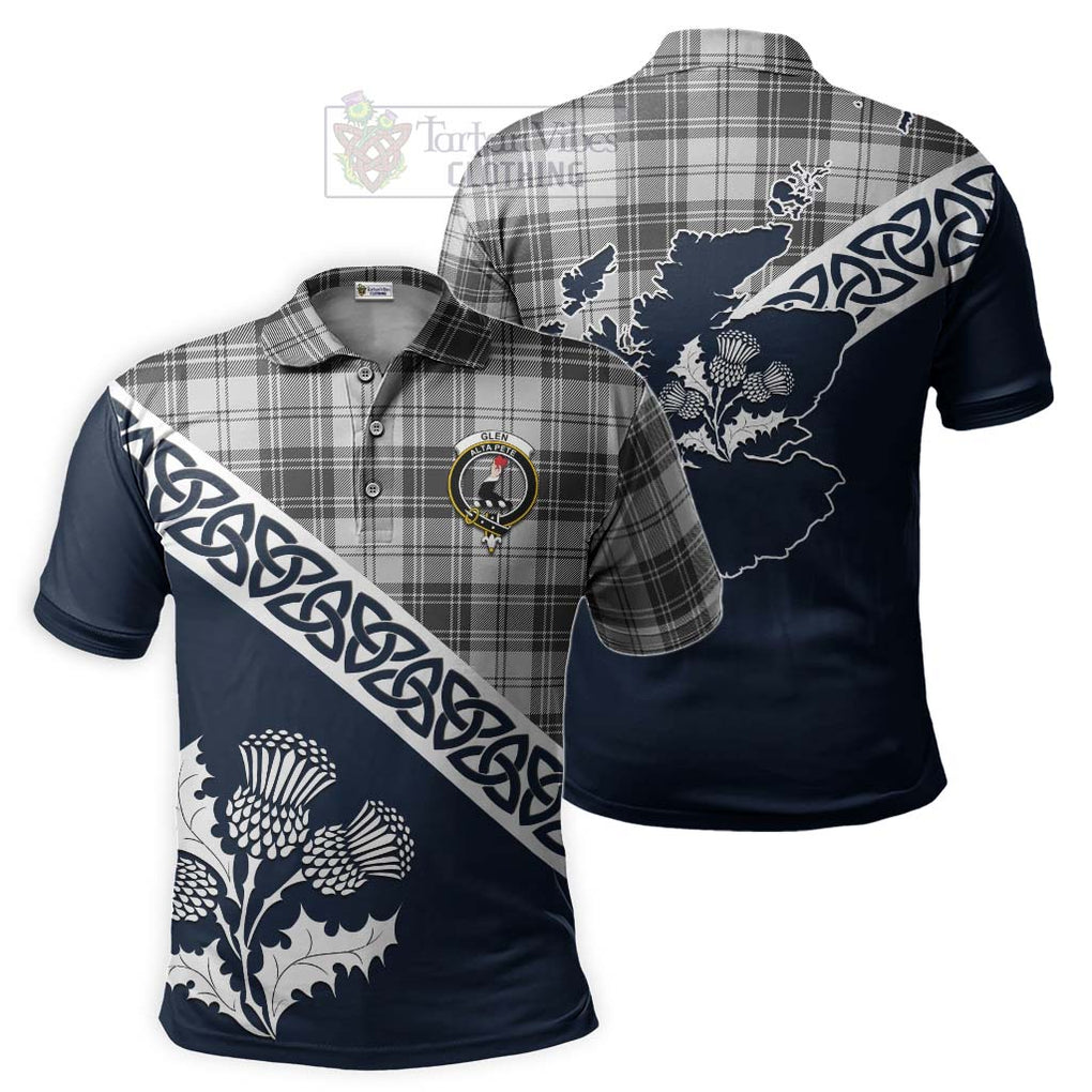 Glen Tartan Polo Shirt Featuring Thistle and Scotland Map