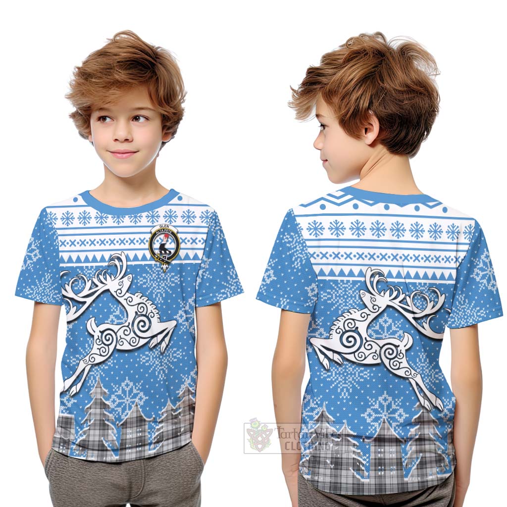 Tartan Vibes Clothing Glen Clan Christmas Kid T-Shirt Celtic Reindeer Style