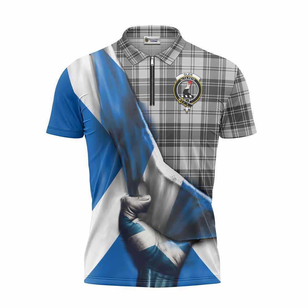 Tartan Vibes Clothing Glen Tartan Zipper Polo Shirt with Family Crest Scotland Patriotic Style