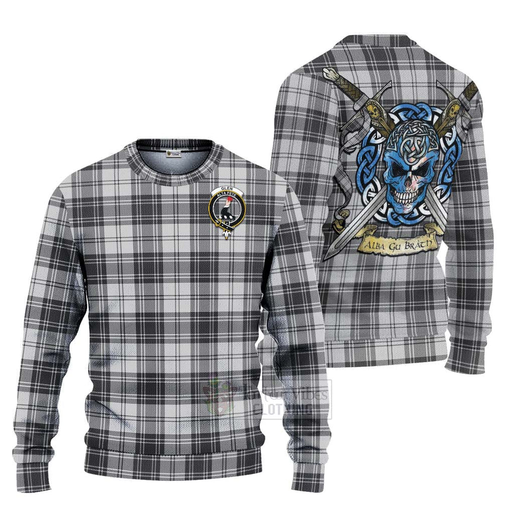 Tartan Vibes Clothing Glen Tartan Knitted Sweater with Family Crest Celtic Skull Style