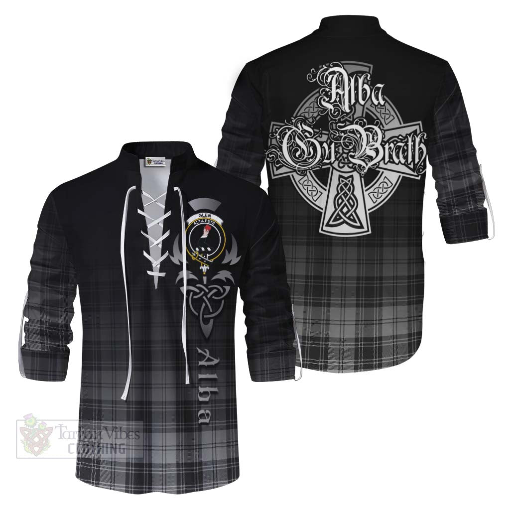 Tartan Vibes Clothing Glen Tartan Ghillie Kilt Shirt Featuring Alba Gu Brath Family Crest Celtic Inspired