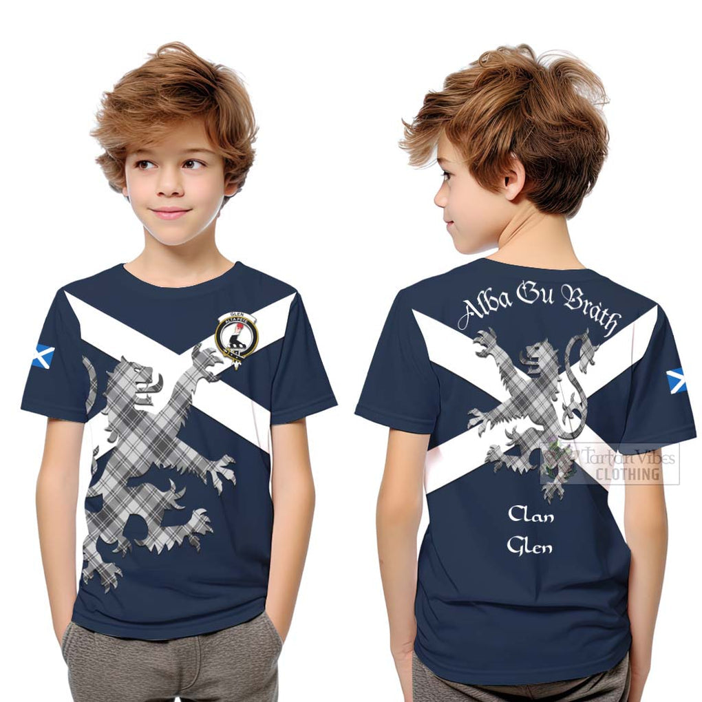 Tartan Vibes Clothing Glen Tartan Lion Rampant Kid T-Shirt – Proudly Display Your Heritage with Alba Gu Brath and Clan Name