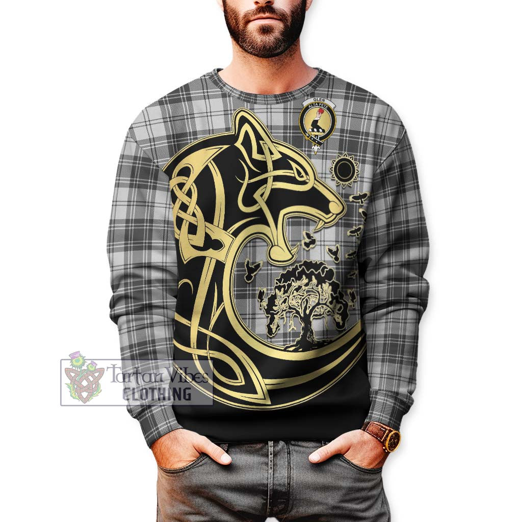 Tartan Vibes Clothing Glen Tartan Sweatshirt with Family Crest Celtic Wolf Style