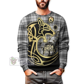 Glen Tartan Sweatshirt with Family Crest Celtic Wolf Style