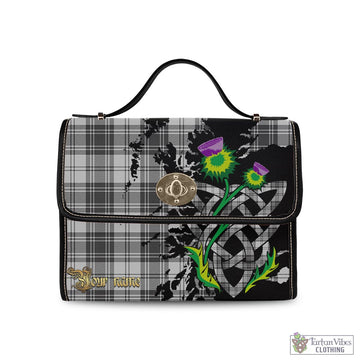 Glen Tartan Waterproof Canvas Bag with Scotland Map and Thistle Celtic Accents