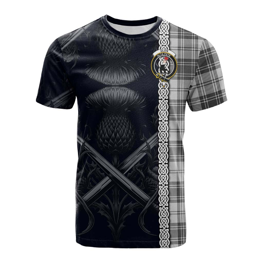 Tartan Vibes Clothing Glen Tartan Cotton T-shirt with Family Crest Cross Sword Thistle Celtic Vibes