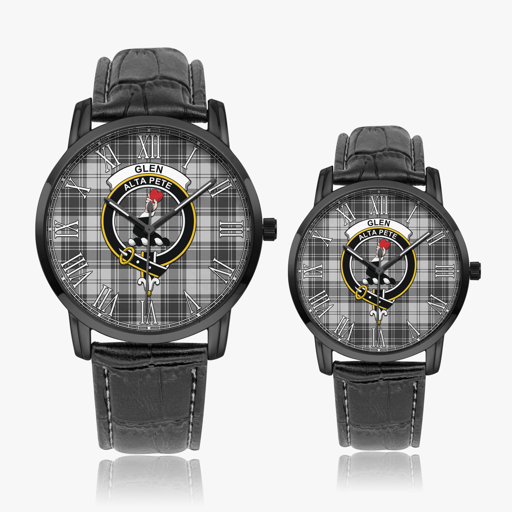 Glen Tartan Family Crest Leather Strap Quartz Watch - Tartanvibesclothing