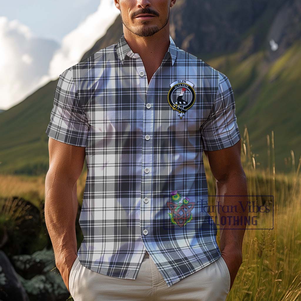 Tartan Vibes Clothing Glen Tartan Cotton Hawaiian Shirt with Family Crest