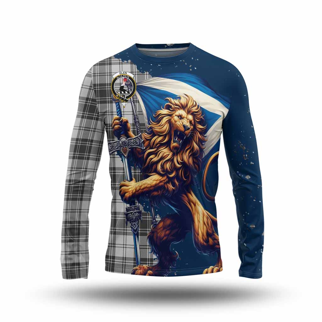 Tartan Vibes Clothing Glen Tartan Family Crest Long Sleeve T-Shirt with Scottish Majestic Lion