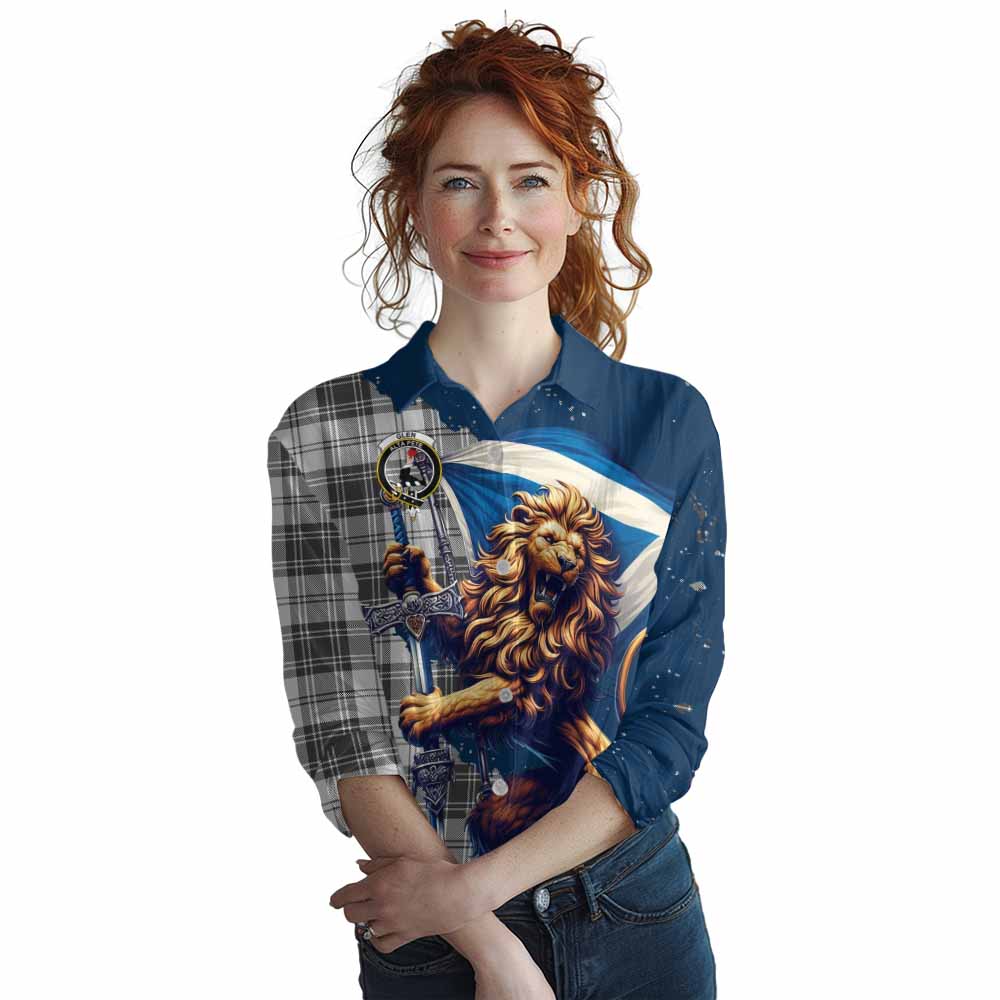 Tartan Vibes Clothing Glen Tartan Family Crest Women's Casual Shirt with Scottish Majestic Lion