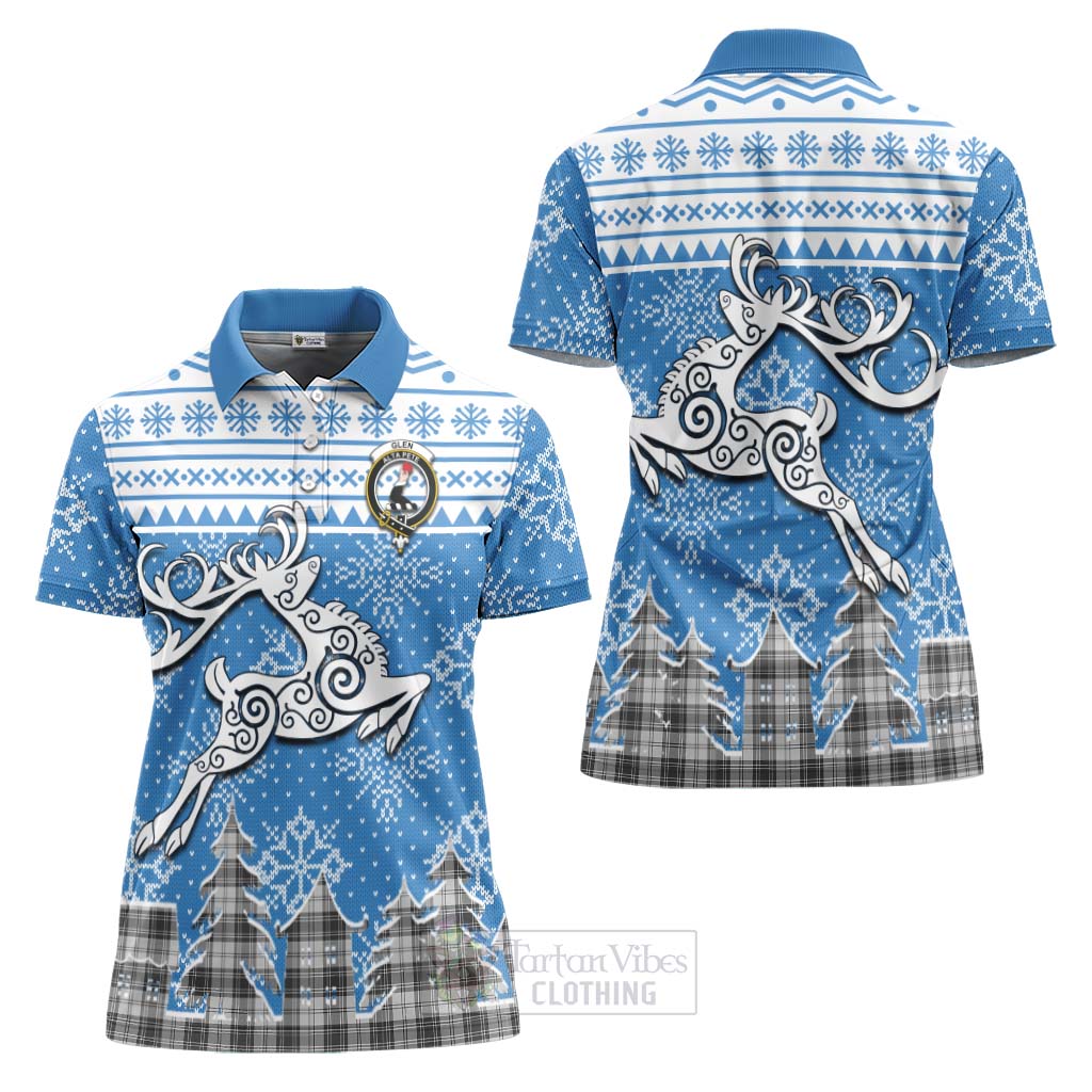 Tartan Vibes Clothing Glen Clan Christmas Women's Polo Shirt Celtic Reindeer Style